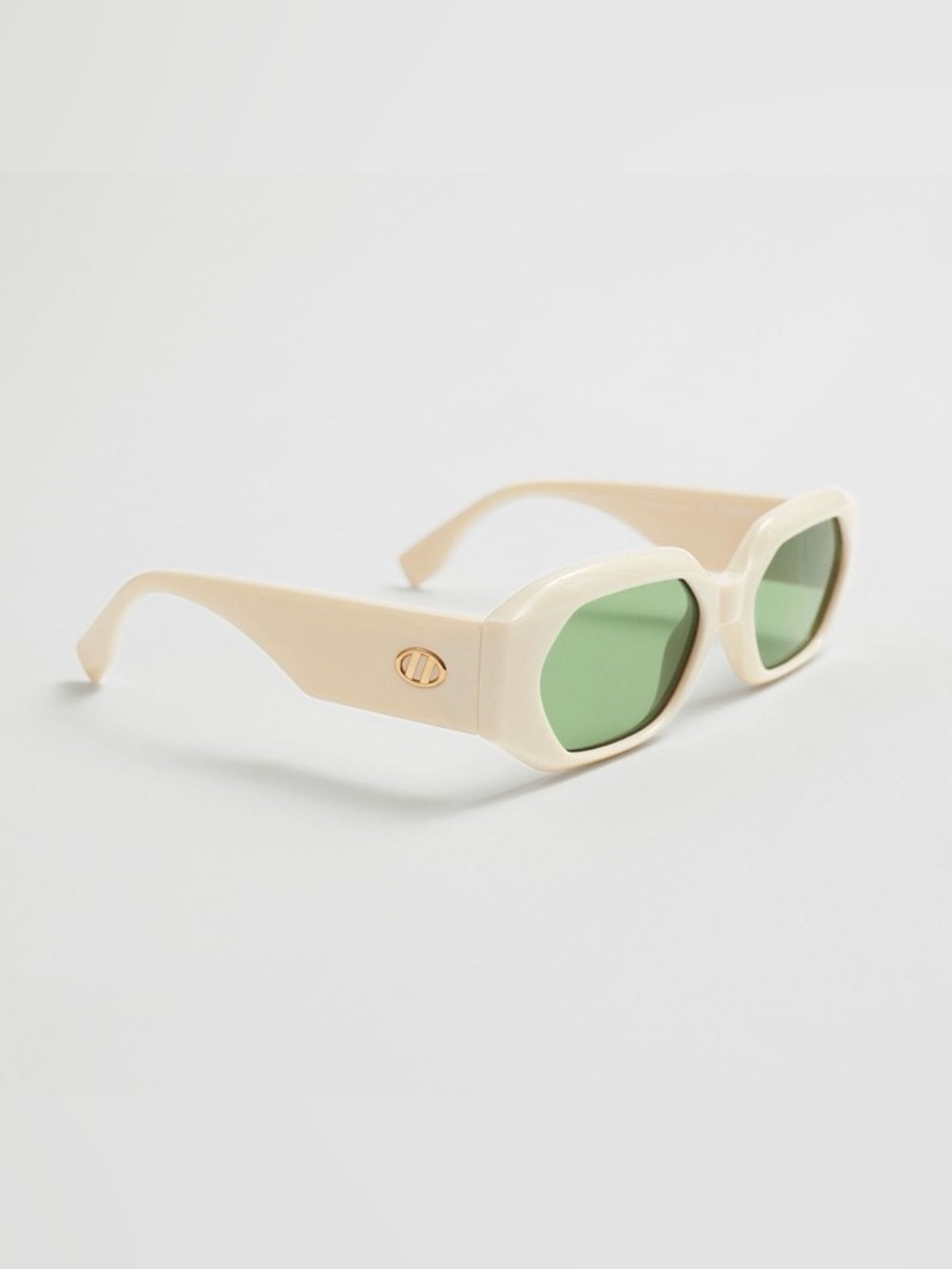 Le Specs Slaptrash Ivory Sunglasses Cream Frame Green Lens EUC - Picture 2 of 8